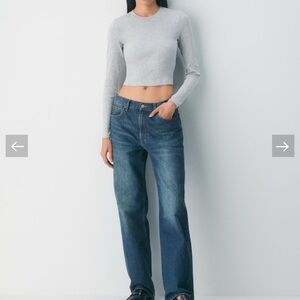 aritzia tna xs home stretch rib crew waist long sleeve